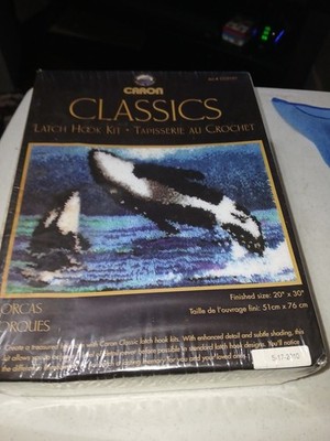 Caron Classics Latch Hook Kit Orcas Whales - NEW 