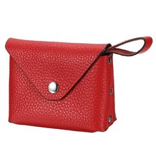 Leather Coin Purse Small Coin Pouch Pocket Pouch with Handle Red 
