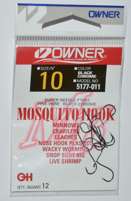 owner bass drop shot wacky minnow mosquito nose hook 5177-011 size 10