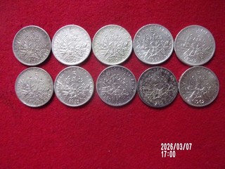 10 pieces de 5F ARGENT