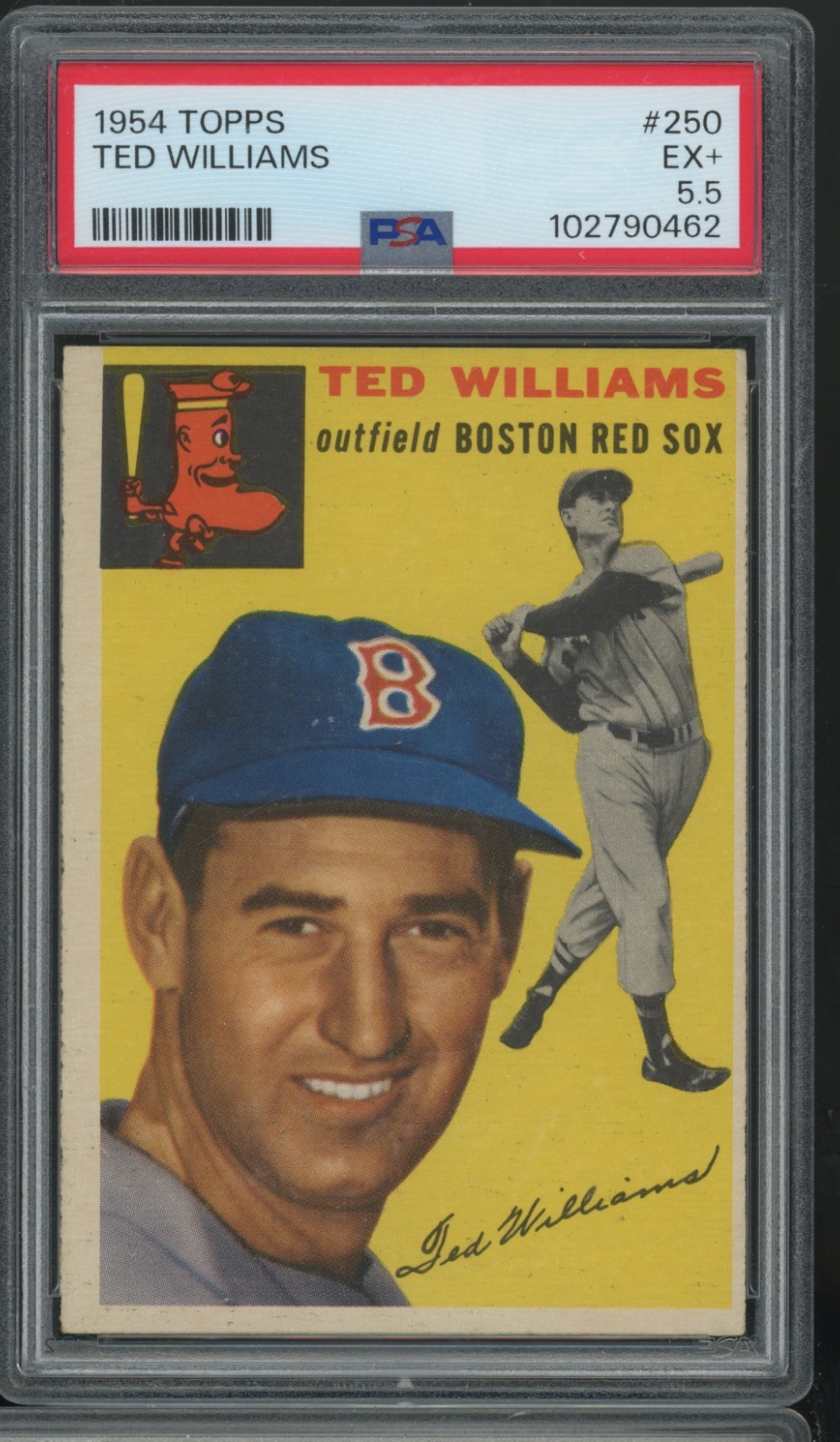1954 TOPPS #250 TED WILLIAMS RED SOX HOF PSA 5.5 EX+ D2