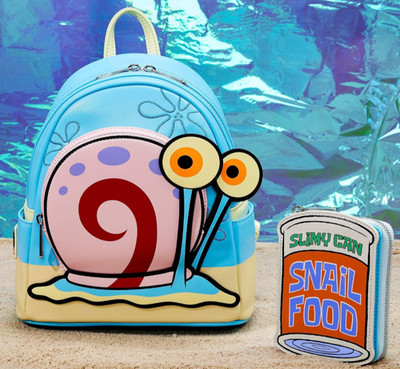 Loungefly SpongeBob SquarePants Gary Snail Food Backpack Bag Wallet 2PC Set NWT