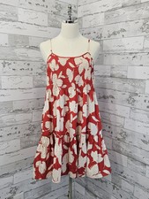 Gap Womens Sleeveless Smocked Tie Red Floral Print Mini Dress Medium