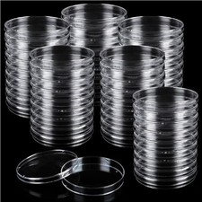 90mm x 15mm Sterile Petri Dishes w/ Lids Clear Plastic Lab Plates 10 Pack