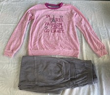 Mädchen Schlafanzug Pyjama Langarm Frottee G...