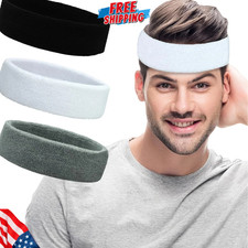 3 Pack Men  Women Sweatband Headband Terry Cloth Moisture Wicking for Sports