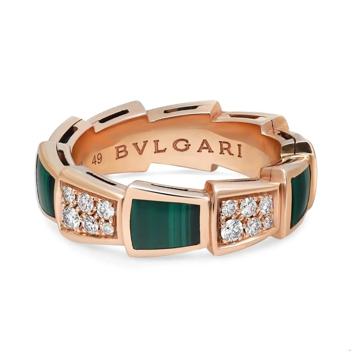 BVLGARI Geometorica   Rosen that プレート Bvlgari Serpenti Viper Diamond & Malachite Band Ring 18K Rose Gold