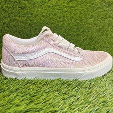 Vans Old Skool Womens Size 7 Pink White Athletic Skate Walking Shoes Sneakers