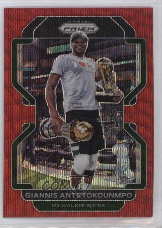 2021-22 Panini Prizm Ruby Wave Prizm Giannis Antetokounmpo #1 15v7