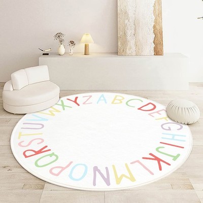 SHIPKEY runder Teppich, Spielteppiche für Kinder, 102 cm (rund), farbiges Alphabet 