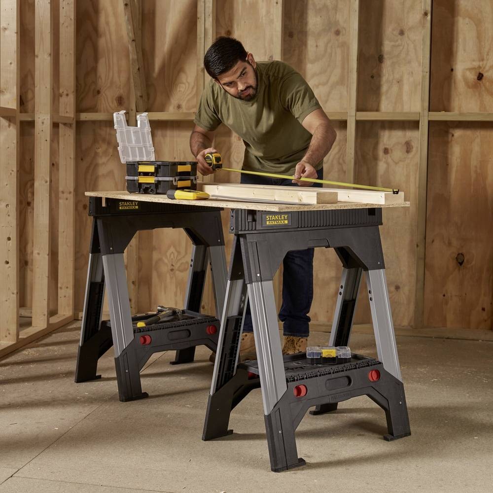 Tréteau pliable STANLEY 1-92-980 support de sciage établi mobile - 3