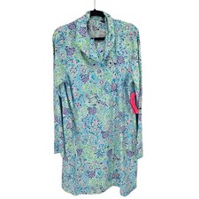 Lilly Pulitzer Lilshield UPF 50 dress Blue Ibiza open water chilly XXL NWT 8081