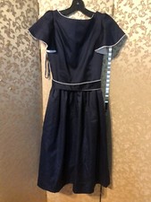 Victor Costa Vintage Navy Blue White A-Line Dress Size 6 RUNS SMALLER 00 0