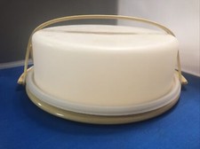 Vintage Tupperware Pie/Cake Keeper Taker Carrier 720-5 Harvest Gold W/Handle 719
