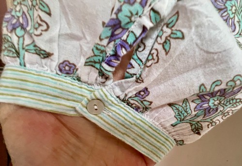 ✩Pretty *EAST ARTISAN* Blue Mixed Floral Hand Block Print Tunic Kaftan Top 14✩ - Picture 7 of 9
