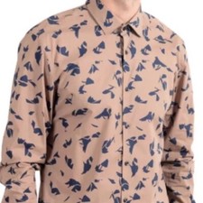 Hugo Boss Italian Made Men  s Printed Button Down Shirt Size 43/17 Slim Fit
