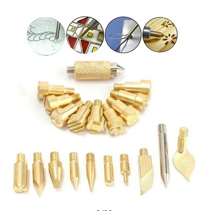 22Pcs Wood Burning Tool Tips Set Soldering Pyrography Art Pen Craft Brass  Kit BE