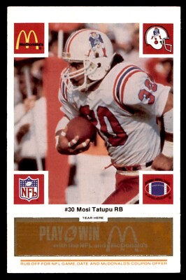 1986 McDonald's Football Orange #422 Patriots Mosi Tatupu #30 NM/MT *e1