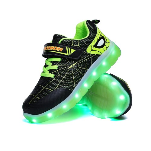 Size 26-37 Kids Led USB Recharge Glowing Shoes Children's Hook Loop - Picture 5 of 10