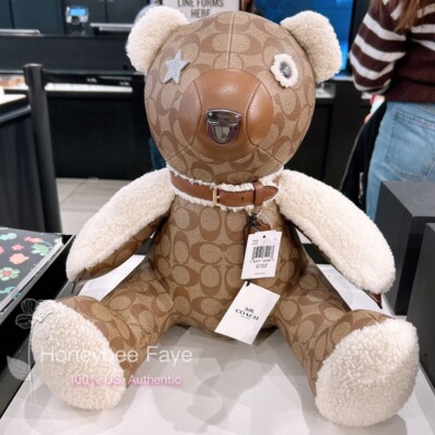 COACH - コーチ COACH ぬいぐるみ ベア くま タグ付き テディベア シグネチャー F75528 ブラウン Coach Limited Edition Teddy Bear in Signature Canvas Leather