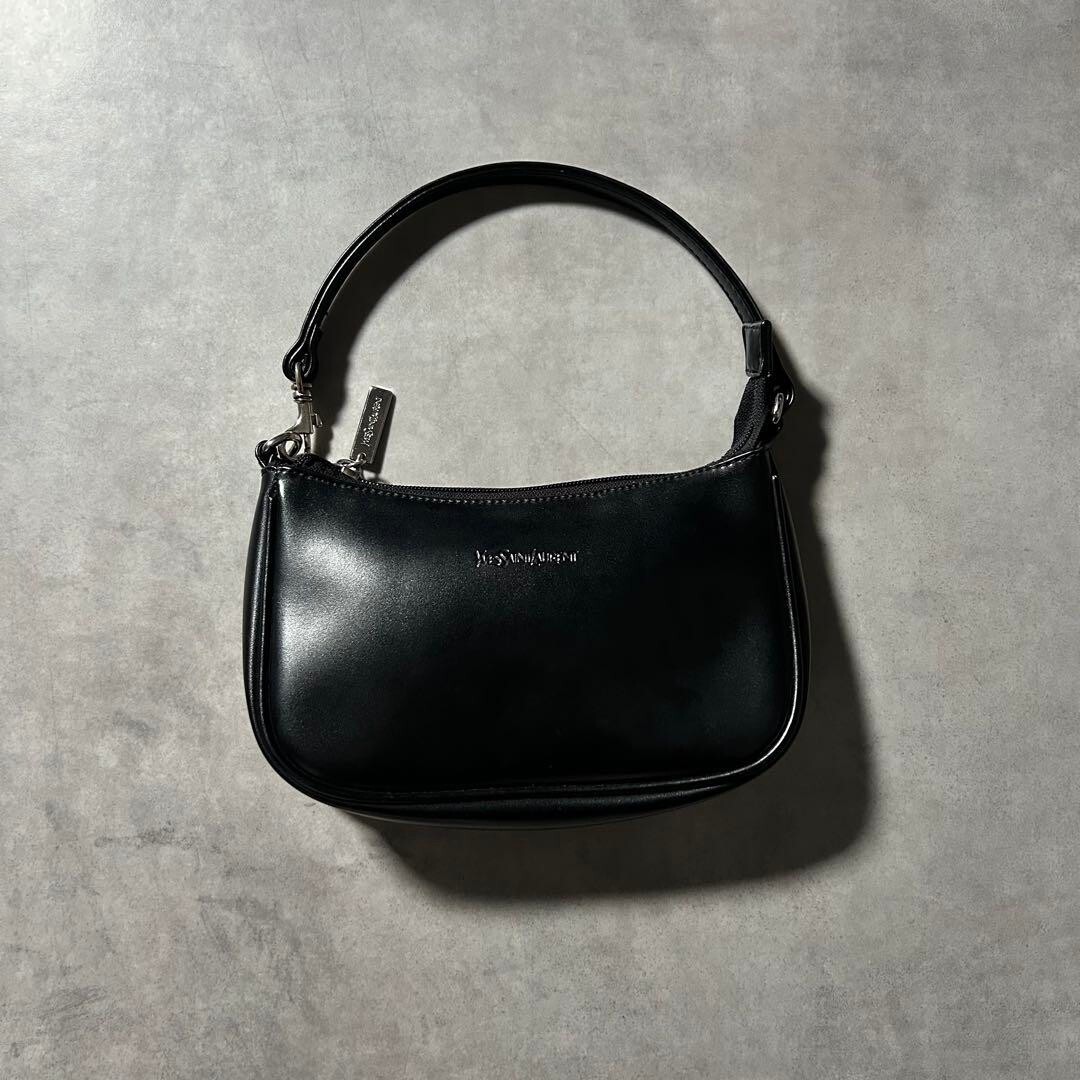 Borsa Yves Saint Laurent manico superiore borsetta pelle nera usata originale ottima + JPN