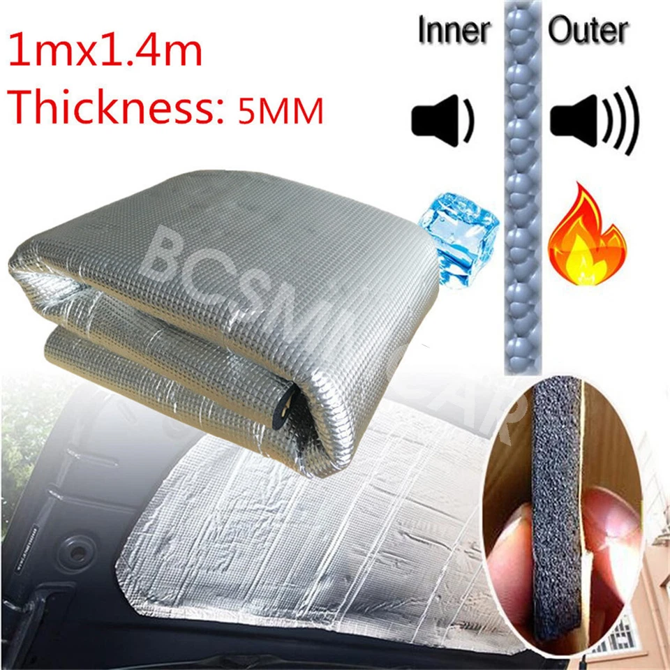 Car Heat Mat Sound-Absorbing Pad Engine Shield Noise Insulation Hood 5mm 1*1.4m Foto 2 de 4