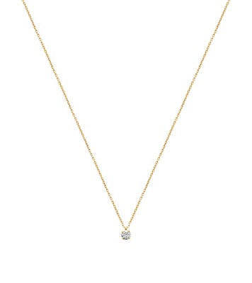 Collier Femme Solitaire Avec Pendentif Rond Rose Plaqué Or Jaune 18 Carats - Longueur 45 Cm - Bijouterie Papillon Bleu