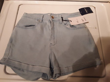 Forever 21 Light Blue Denim Cuffed Hem High Rise Stretchy Jean Shorts Size 27