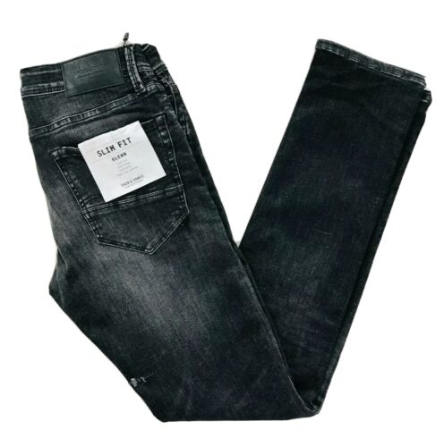 JACK\u0026JONES Hombre ' S Glenn Fox Ajustado Talle Bajo Gris Vaqueros Talla W28  | eBay