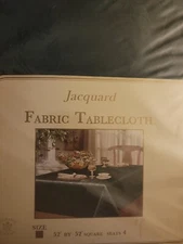 Sultan's Linens Jacquard Tablecloth 52" Square Polyester Forest Green NEW DS1