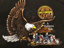 VTG XXL 80's 1986 A Righteous Ride Harley Davidson Eagle Shirt Colorado Rare