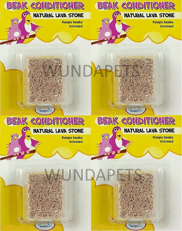 4 X HAPPY PET NATURAL LAVA STONE BEAK CONDITIONER FINCH BUDGIES CANARY PARAKEET