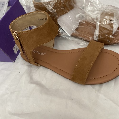 Top Moda Womens Chenille Slingback Sandals Beige Strap Buckle 8 1/2 New - Picture 3 of 6