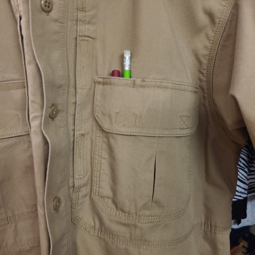 5.11 Tactical Shirt Mens Med 44 Khaki Tan Canvas Workwear Military Pockets SS - Picture 4 of 12