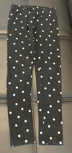 Cat & Jack Kid's Black White Polka Dot Casual Stretch Ankle Legging Size 7/8 - Picture 3 of 3