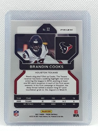 Brandin Cooks 2021 Prizm Football - RED WHITE & BLUE #32 - Houston Texans - Picture 2 of 2