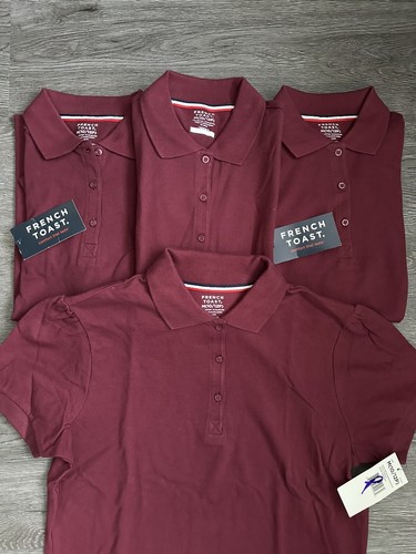 Girls Lot French Toast Burgandy Short Sleeve Uniform Polo Shirt 10/12 Medium NWT - Picture 2 of 3