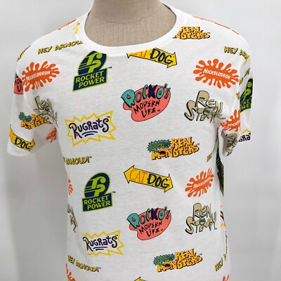 NWT Nickelodeon Mens Nick Toon All Over Print Shirt Sz Medium Rocket Rugrats