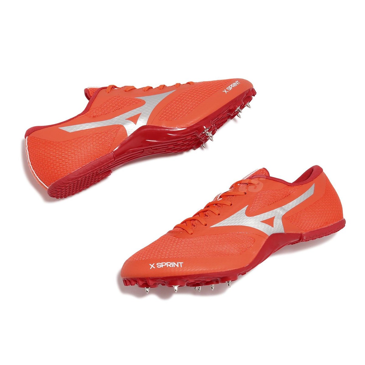 Mizuno X Sprint Orange Silver Men Running Track Shoes Spikes