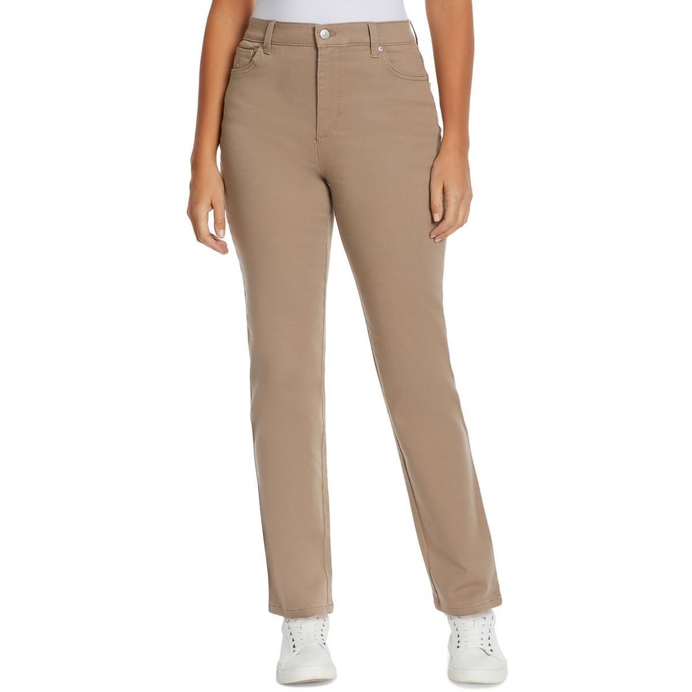 Gloria Vanderbilt Womens Amanda Beige Tapered Leg Jeans Petites 10 Average 5137