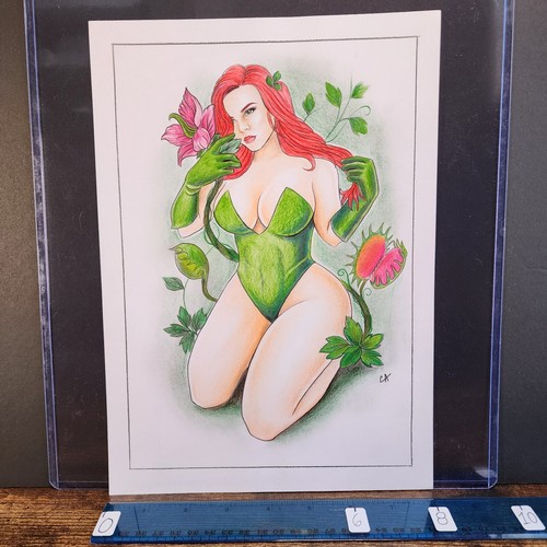 4-02-19 1617. original 8x12 hand drawn 1/1 art sketch by andre of poison ivy