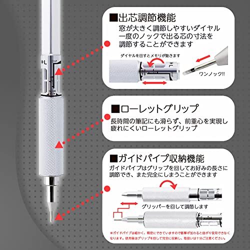 OHTO Mechanical Pencil 0.5mm MS01-SP5-SV White Made In Japan Brass Aluminum - Picture 6 of 12