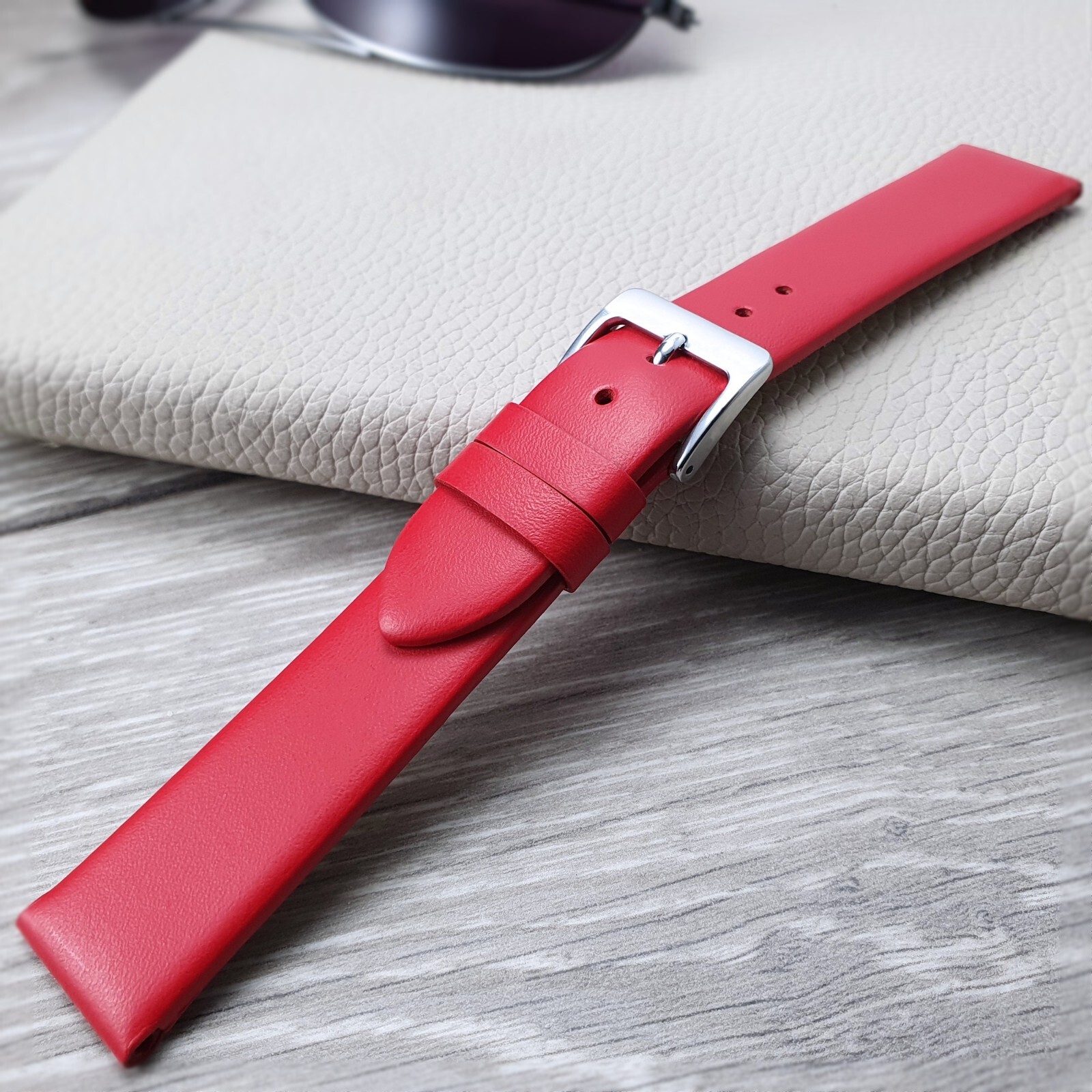 Red Genuine Leather Watch Strap Sizes 8mm 30mm eBay