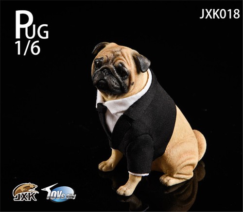 JXK 1/6 Suit Pug Model Dog Pet Animal Figure Collection Decoration Birthday Gift - Picture 3 of 9