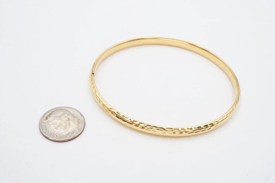 Milor 14k Yellow Gold Bangle Bracelet Textured 7.5" - Image 2 of 4