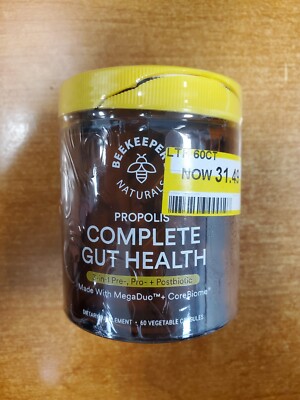 Beekeeper s Naturals Propolis Complete Gut Health Capsules 60ct Exp 10/31/25 E3B