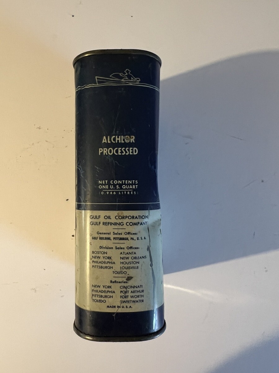 1940's - 50's Vintage Gulfpride Marine Outboard Motor Oil 1 Quart