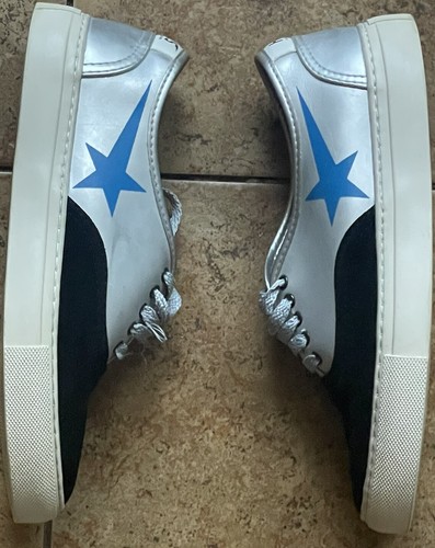Golden Goose Superstar Sneakers Silver Black Blue Suede Leather 38 Rare Free Shp - Picture 2 of 6