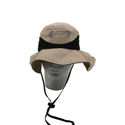 Cayman Islands Embroidered Bucket Hat in Tan and Black