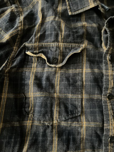 Men’s Indian Motorcycles Long Sleeve Button Up Shirt Plaid Flannel Gray Size M - Picture 6 of 9